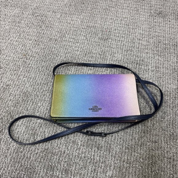 Coach Fold Over Hayden Crossbody Clutch Multicolored Ombré Small - Picture 1 of 8